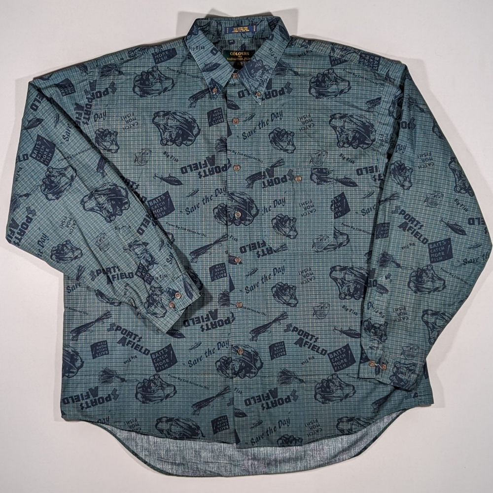 Vintage Colours Alexander Julian Sports Afield Fishing Plaid Men's Size XL Shirt